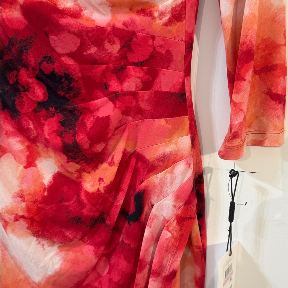 Calvin Klein Asymmetrical Colorful Red and Black Dress - Size 6 - Picture 2 of 8